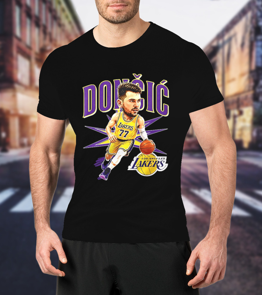 Doncic 77 Los Angeles Lakers NBA 2026 Big Head Basketball Player T-Shirt