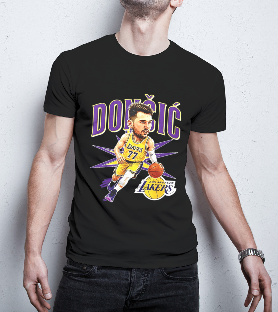 Doncic 77 Los Angeles Lakers NBA 2026 Big Head Basketball Player T-Shirt