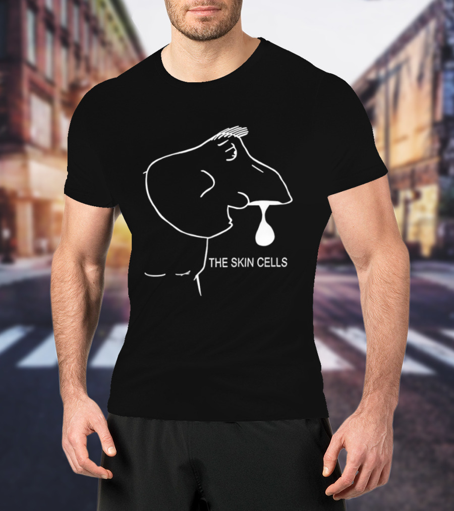 The Skin Cells Band Simple Line Art Face T-Shirt
