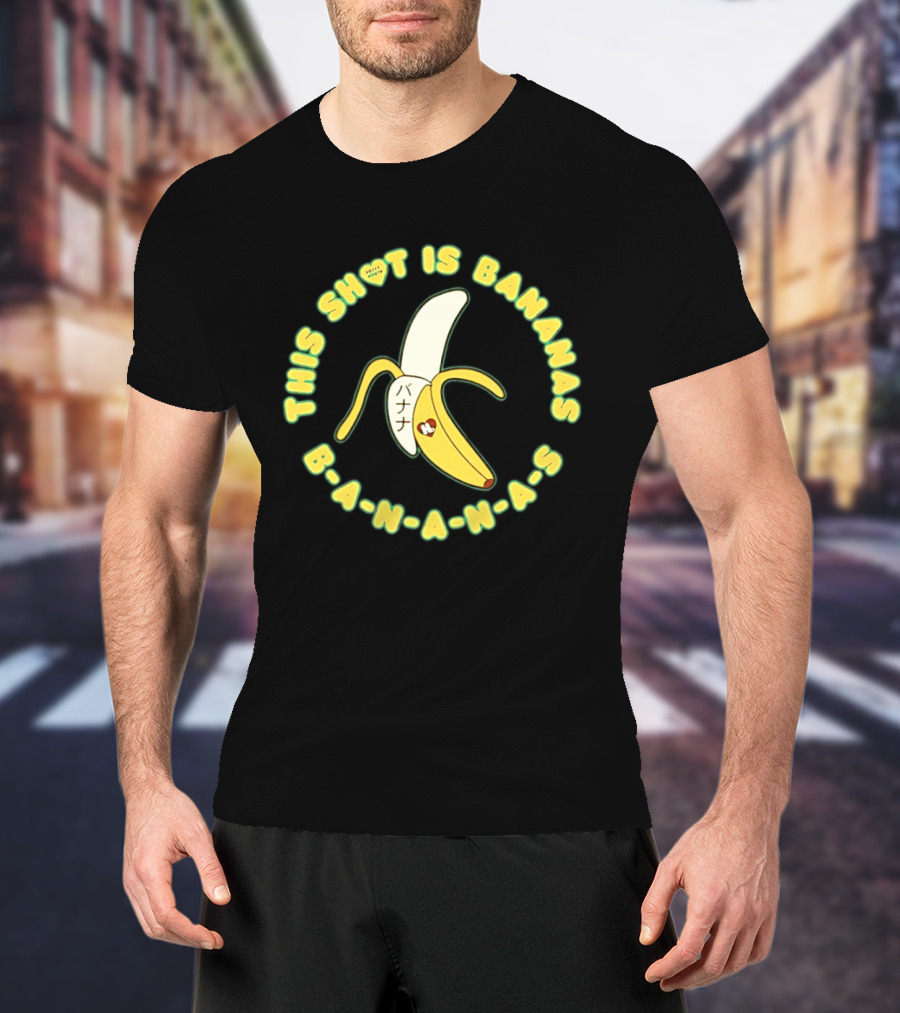 This Shot Is Bananas B A N A N A S Japanese Text & Heart Motif T-Shirt