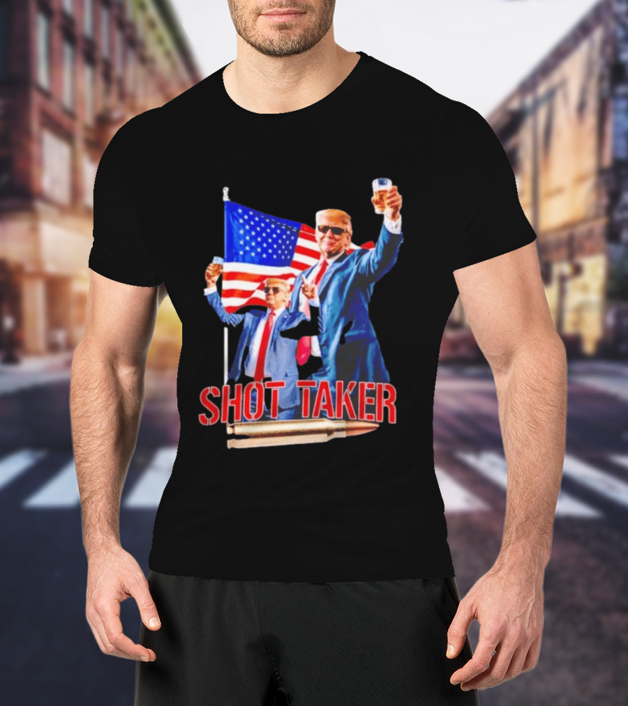 Shot Taker USA President American Flag Beer T-Shirt