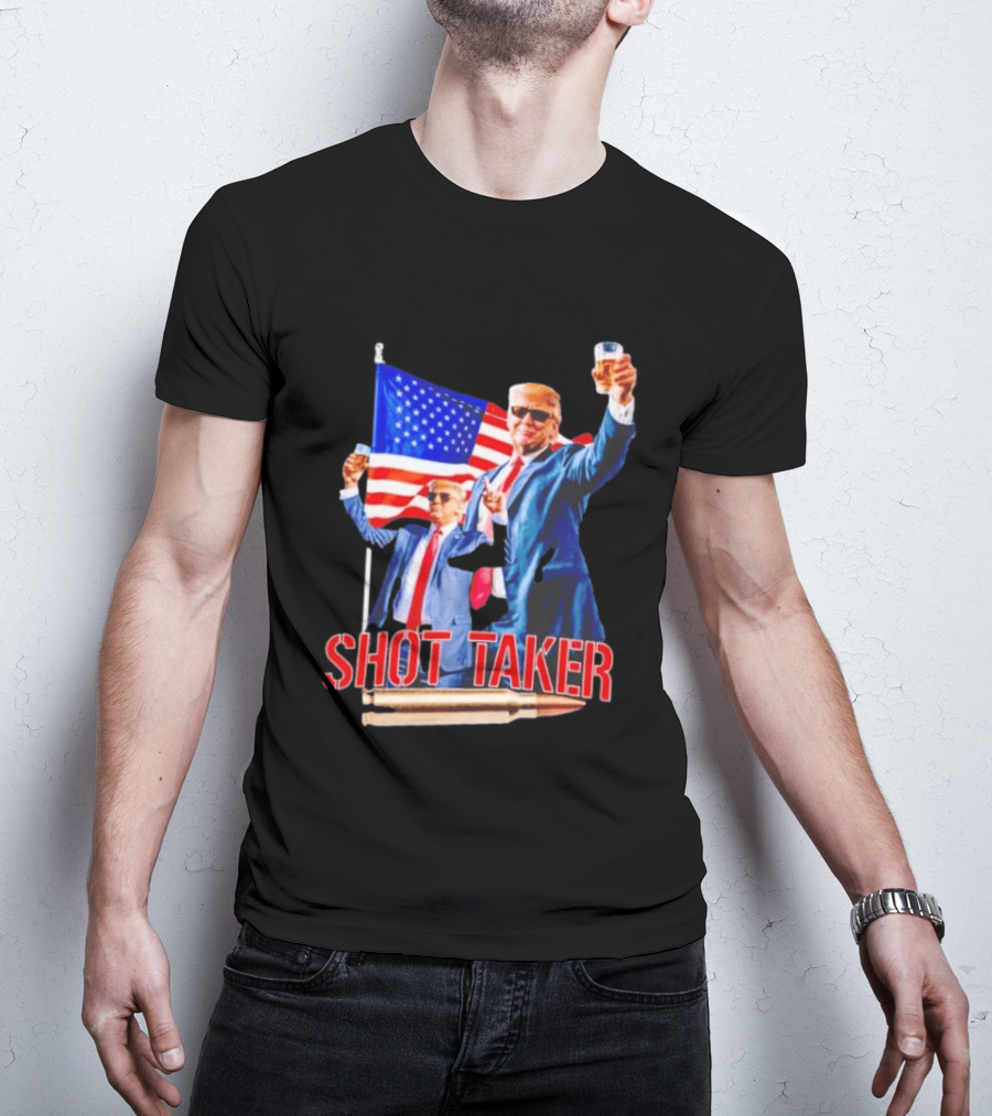 Shot Taker USA President American Flag Beer T-Shirt