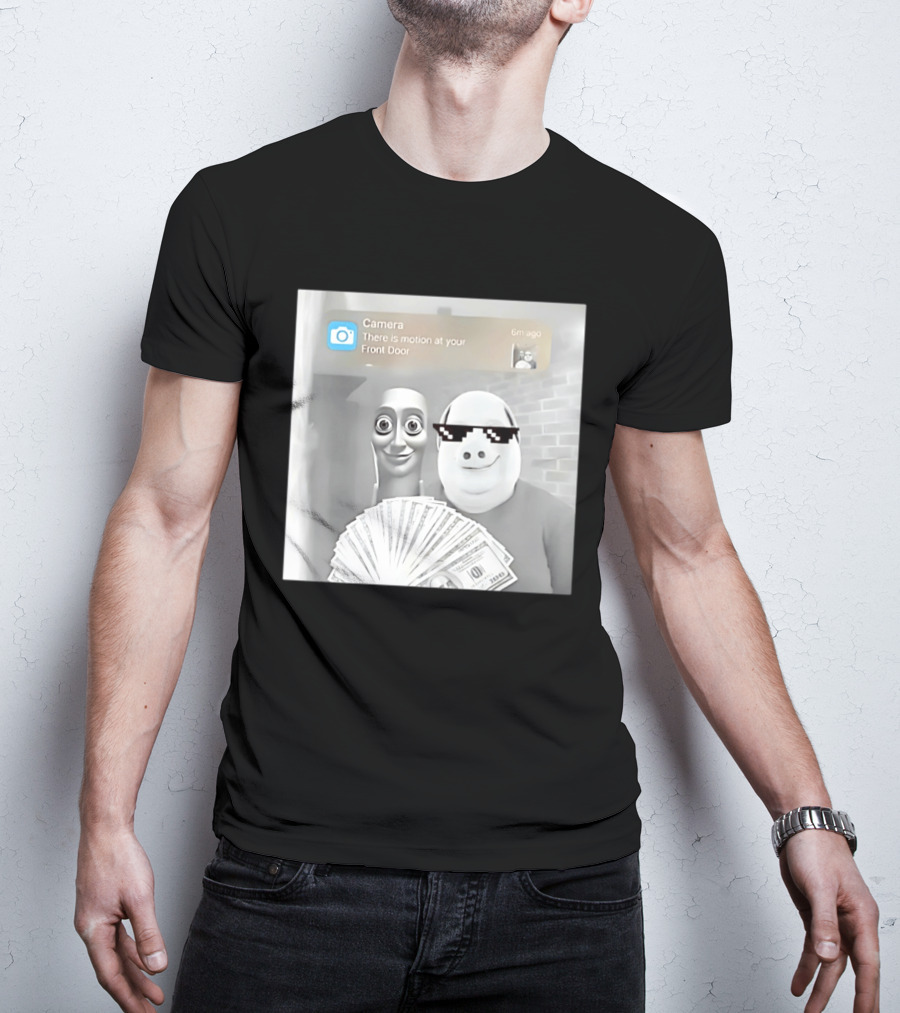 Tung Tung Sahur John Pork Meme With Motion Alert And Money Stack T-Shirt