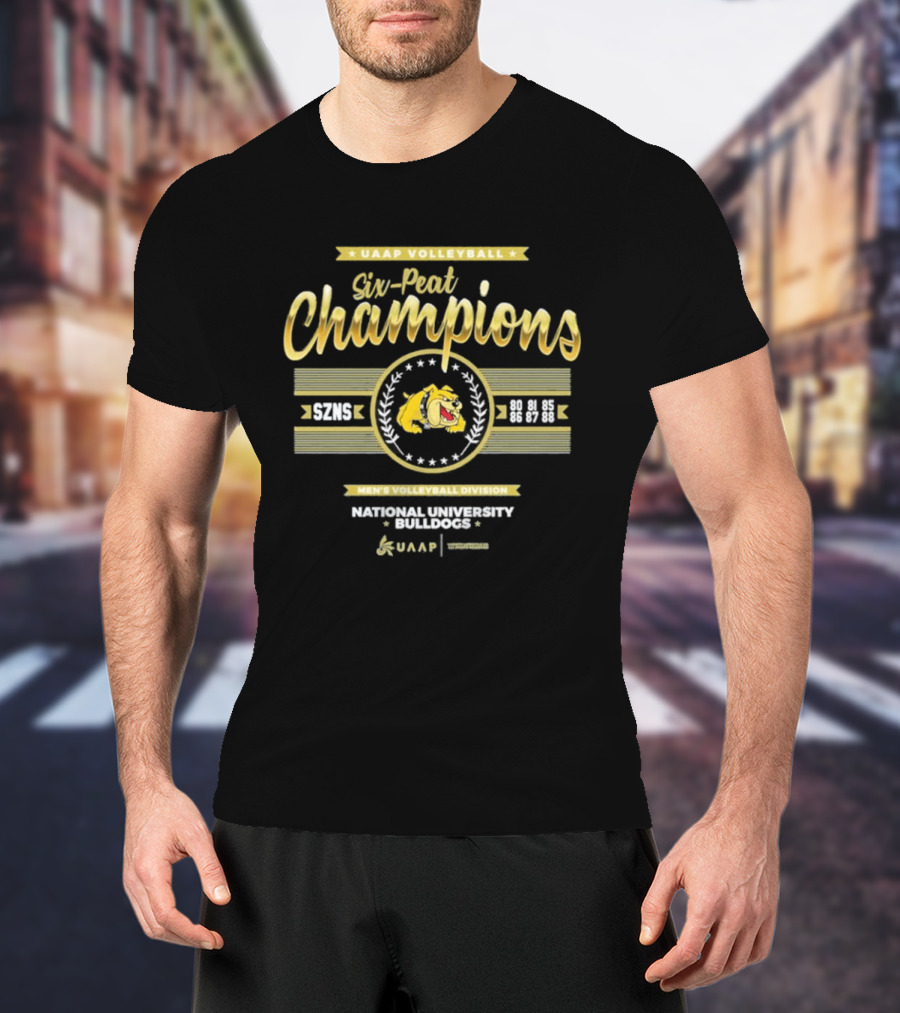 UAAP Volleyball Six Peat Champions National University Bulldogs Men's Volleyball Division T-Shirt