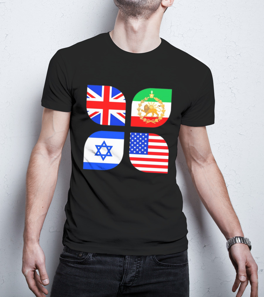 Union Jack British Flag Iranian Lion Israel Star USA Stars And Stripes Flags T-Shirt