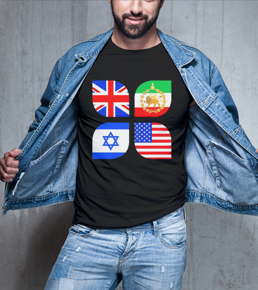 Union Jack British Flag Iranian Lion Israel Star USA Stars And Stripes Flags T-Shirt