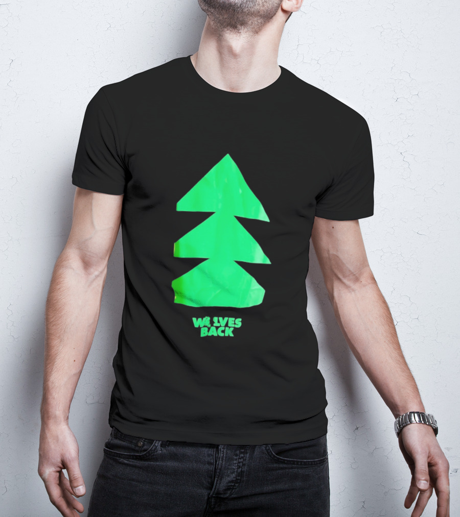 Wolves Back Tree Green Triangular Shapes T-Shirt