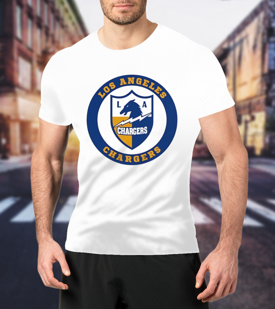 Los Angeles Chargers L.A. Horse Shield Blue And Gold T-Shirt