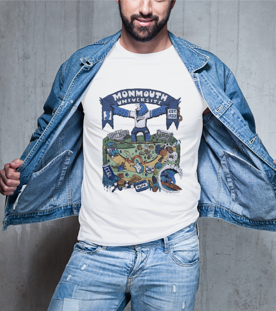 Monmouth University Julia Gash Shadow The Seahawk Est 1933 Campus Landmarks And Sports Motifs T-Shirt