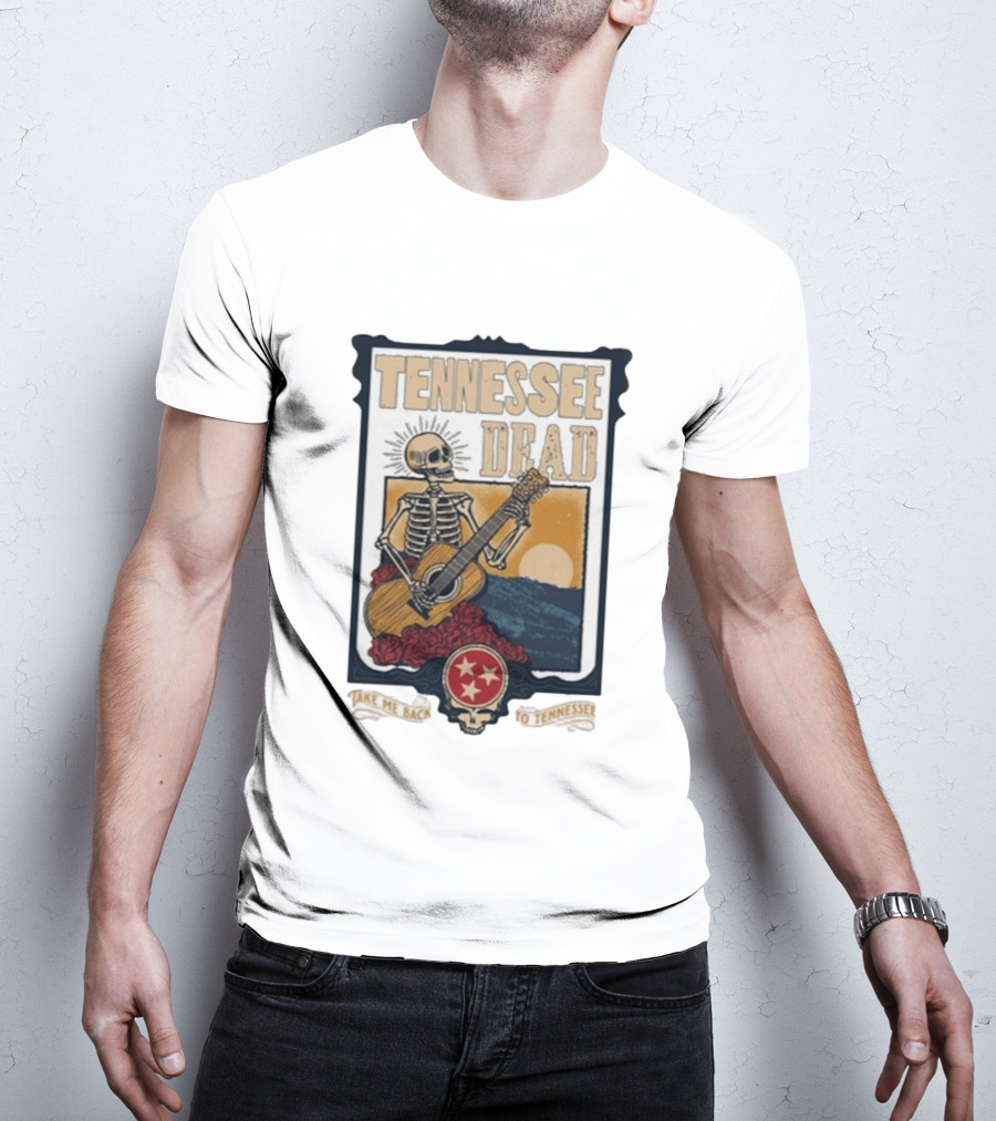 Tennessee Dead Skeleton Playing Guitar With Sun And Roses T-Shirt