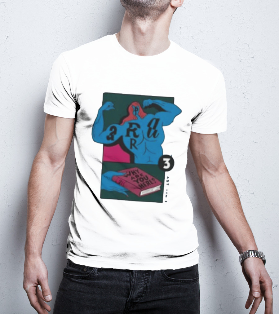 Why Are You Here Book Typography Muscle T-Shirt