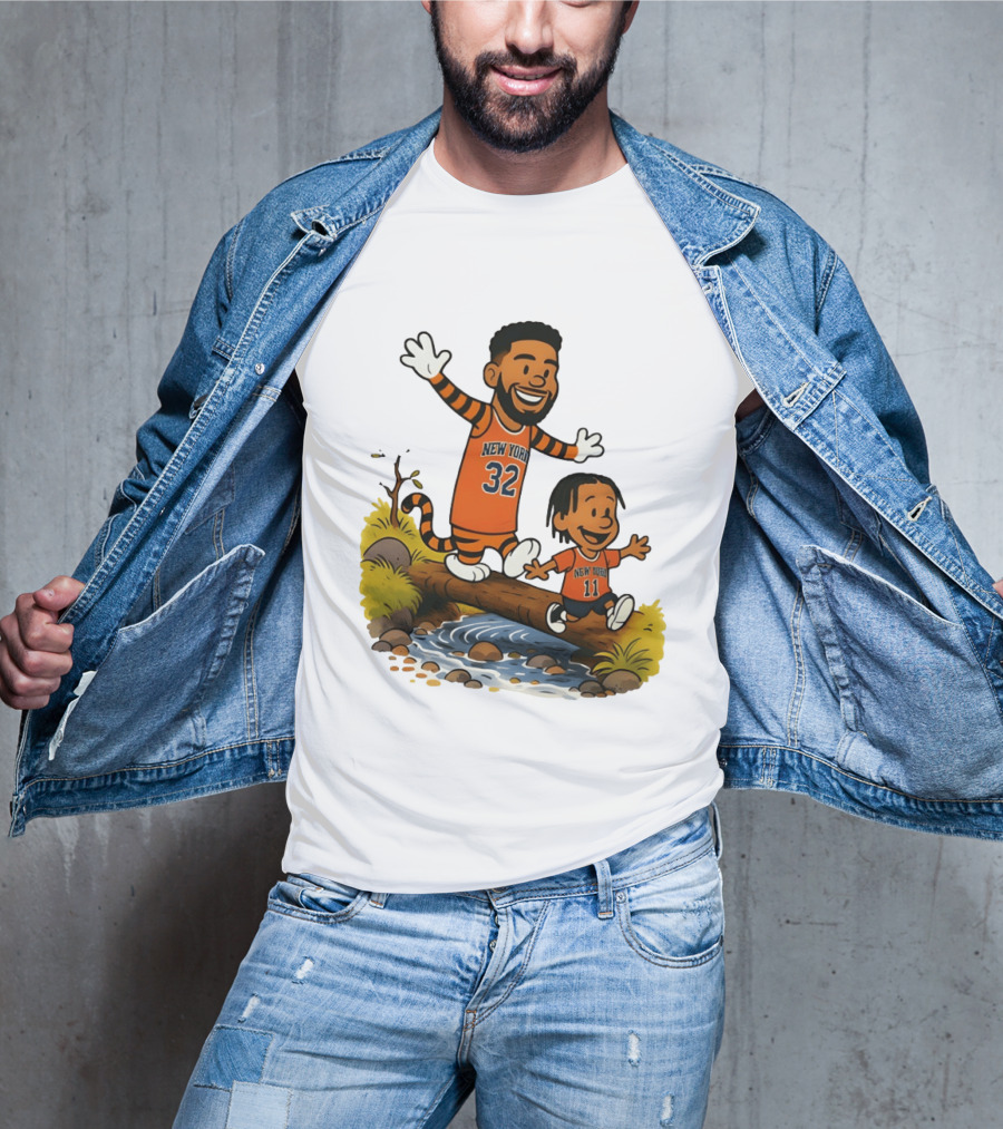 Calvin And Hobbes Crossover Karl Anthony Towns Jalen Brunson New York Knicks Basketball T-Shirt