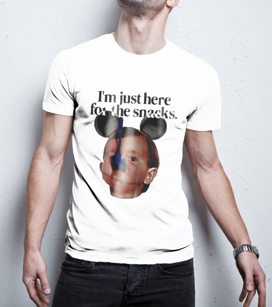 I'm Just Here For The Snacks Mickey Shaped Ears Spoon Face T-Shirt
