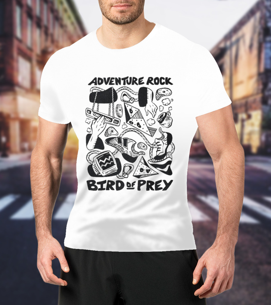 Adventure Rock Bird Of Prey Pizza Retro Adventure T-Shirt