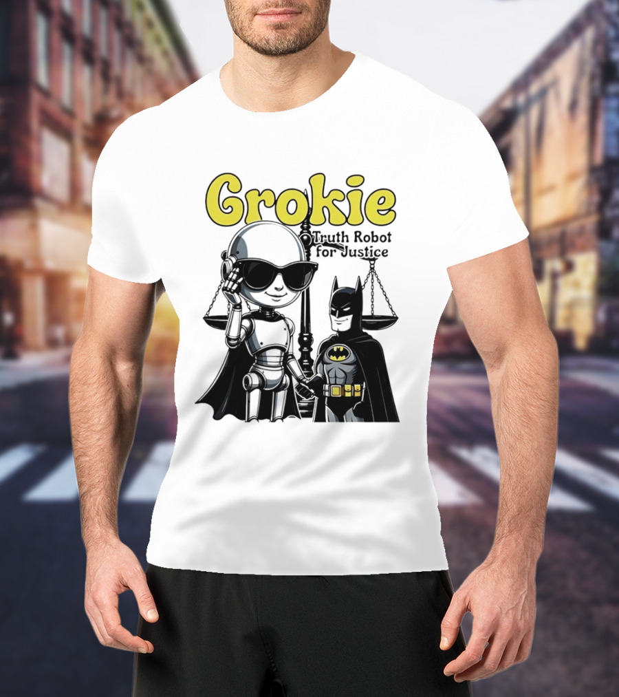 Grokie Batman Truth Robot For Justice Scales T-Shirt