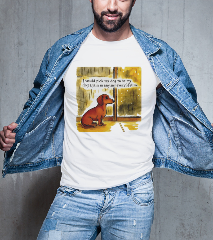 I Would Pick My Dog To Be My Dog Again In Any And Every Lifetime Dachshund By Window T-Shirt