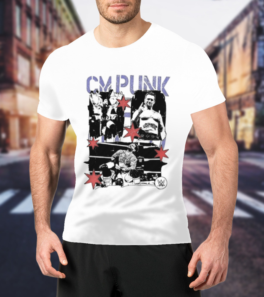 CM Punk WWE Chicago Stars Collage Wrestler Fan Favorite T-Shirt