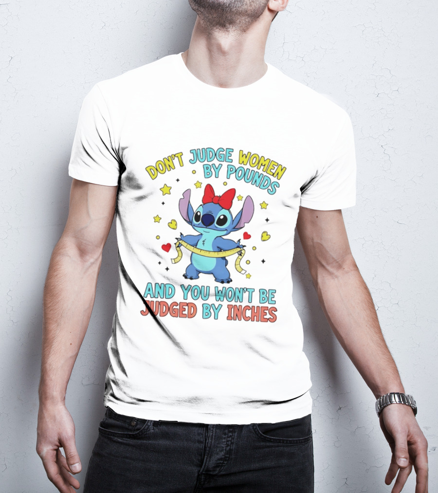 Don't Judge Women By Pounds Stitch With Hearts And Stars T-Shirt