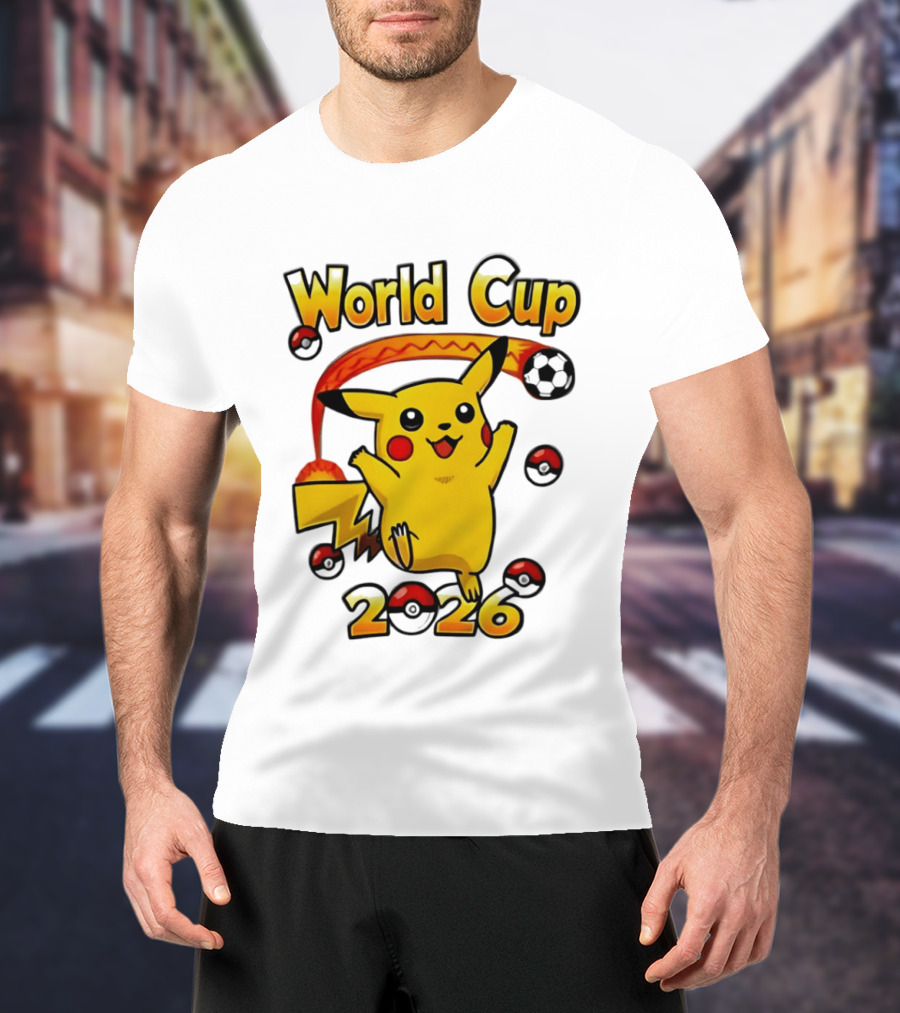 World Cup 2026 Pokémon Pikachu Soccer Poké Balls T-Shirt