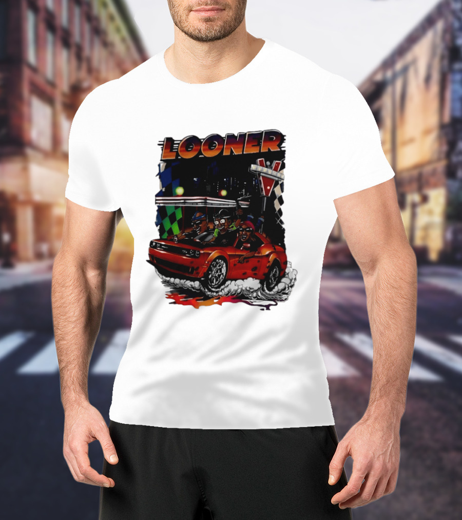 Looner Cartoon Car Race Adventure T-Shirt