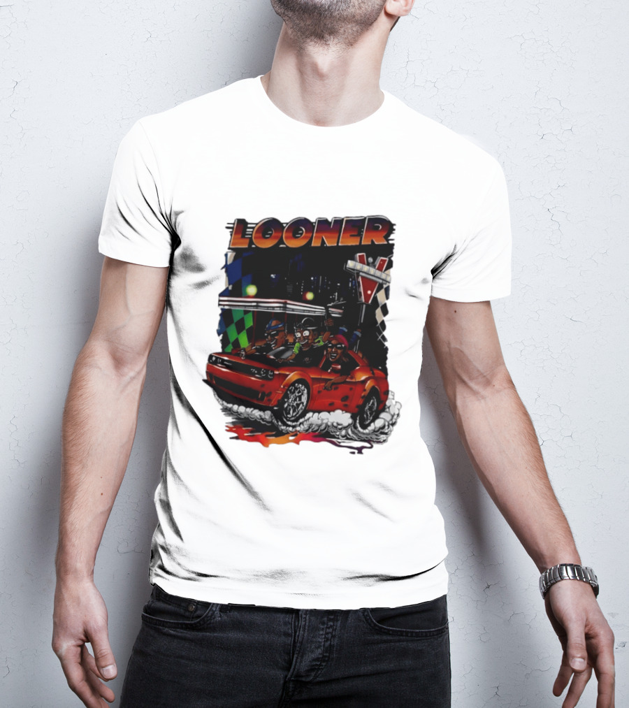 Looner Cartoon Car Race Adventure T-Shirt