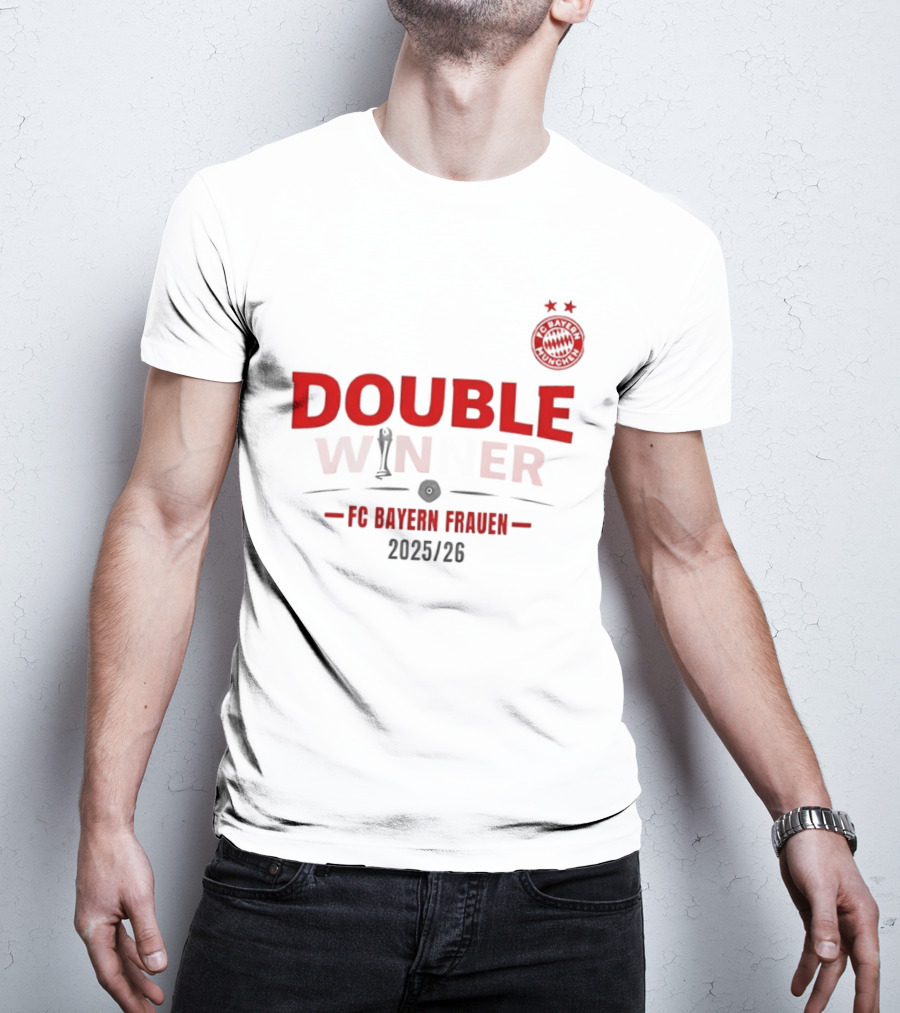 Double Winner FC Bayern Frauen 2025 2026 Championship Victory T-Shirt