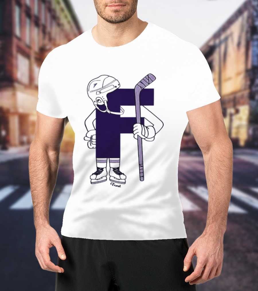 Minnesota Frost Hockey Character With Stick And Helmet T-Shirt