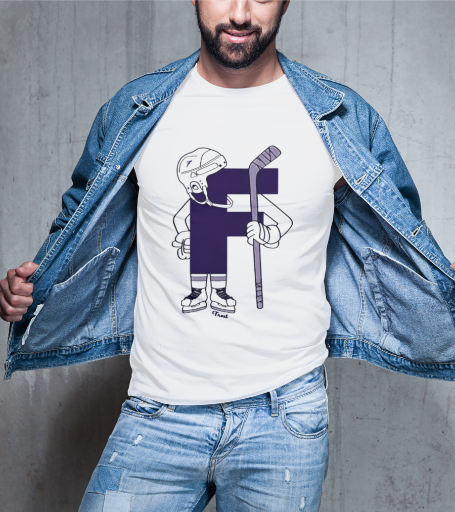 Minnesota Frost Hockey Character With Stick And Helmet T-Shirt