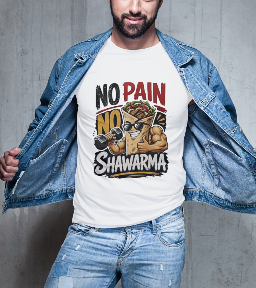 No Pain No Shawarma Workout Motivational Shawarma T-Shirt
