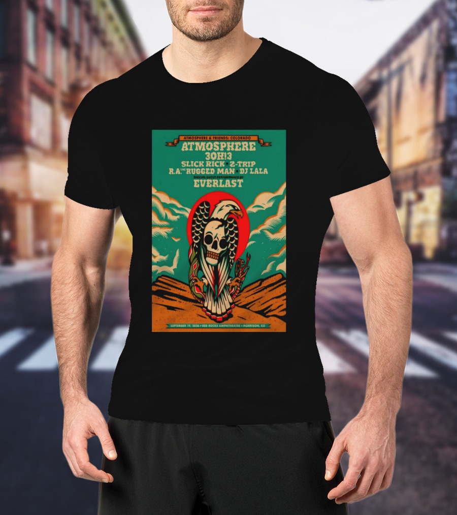 Atmosphere Friends Colorado Slick Rick Red Rocks September 19 2026 Morrison CO T-Shirt
