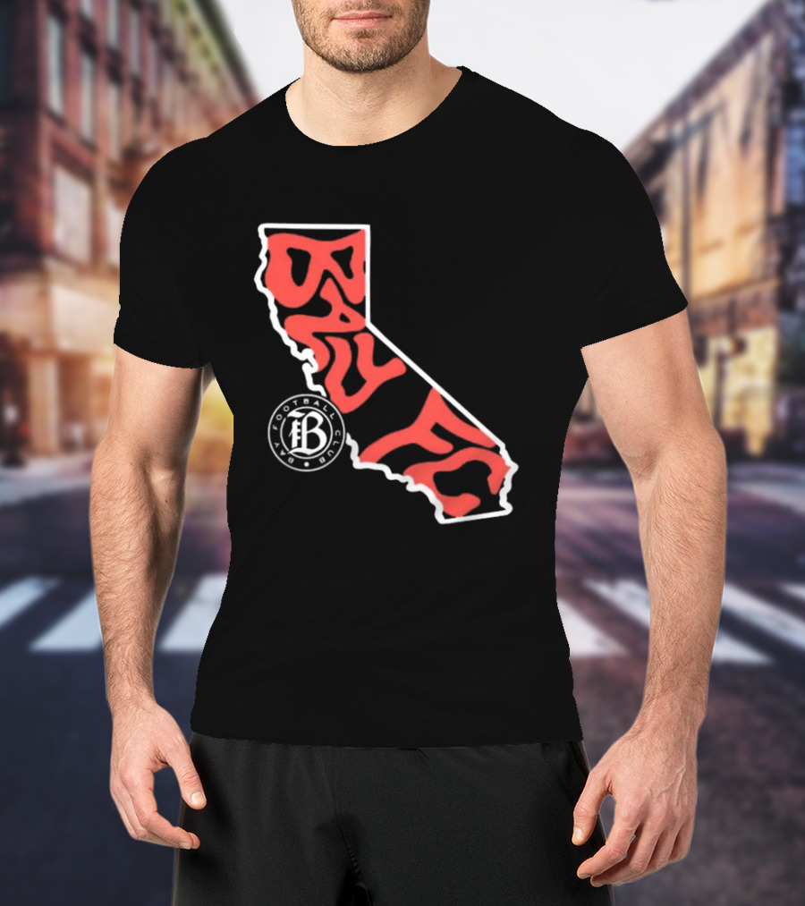 Bay FC Groovy Text California State Map Football Club T-Shirt