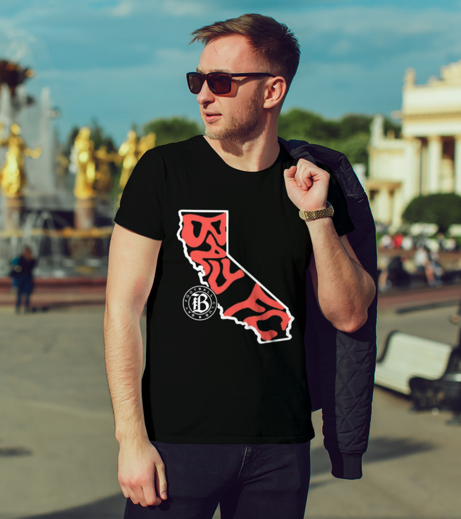 Bay FC Groovy Text California State Map Football Club T-Shirt