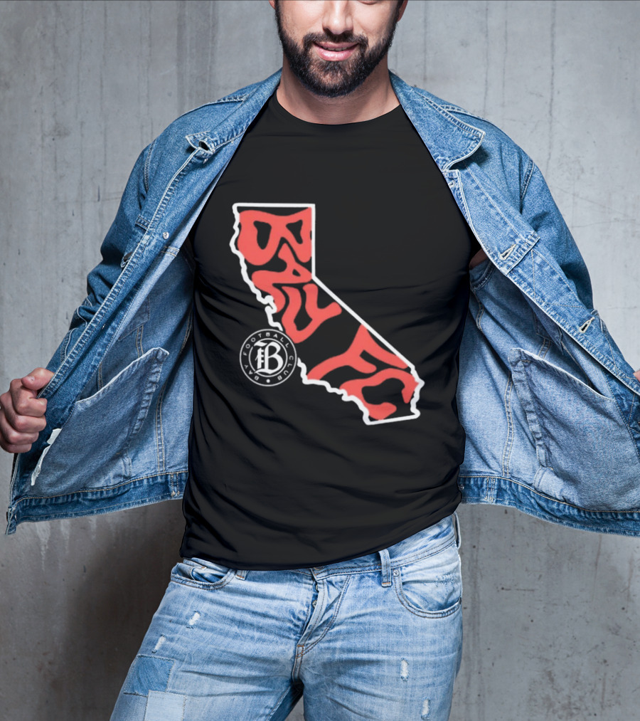 Bay FC Groovy Text California State Map Football Club T-Shirt