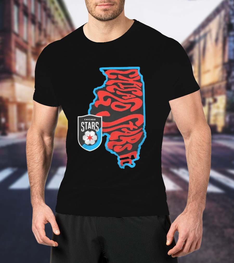 Chicago Stars FC Groovy Team State Illinois Map T-Shirt