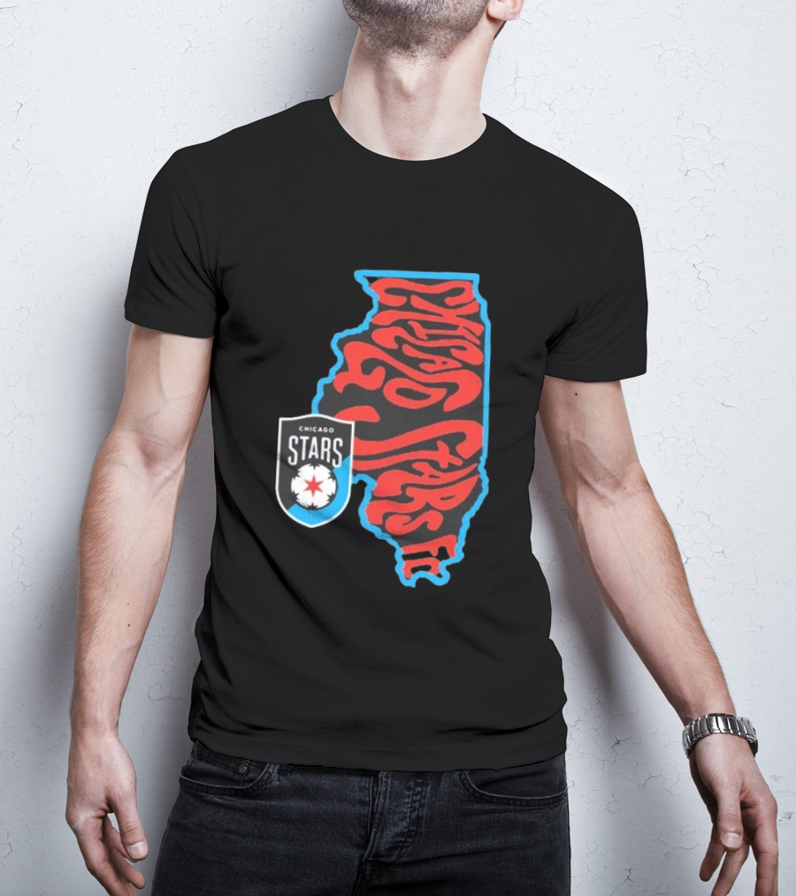 Chicago Stars FC Groovy Team State Illinois Map T-Shirt