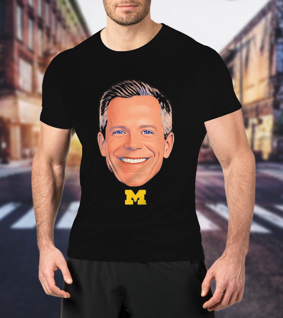 Dusty May Big Face Michigan Wolverines M Yellow T-Shirt