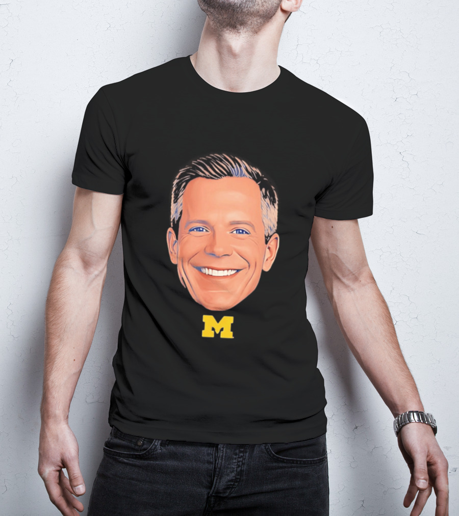 Dusty May Big Face Michigan Wolverines M Yellow T-Shirt