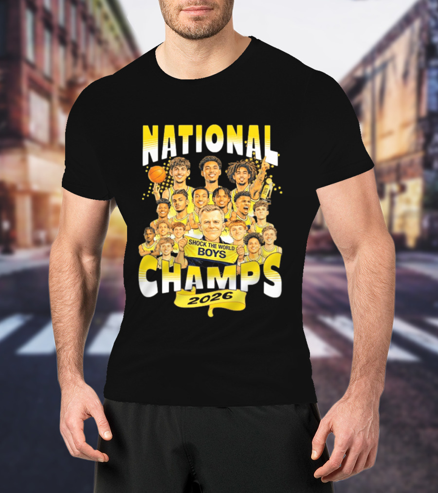 Michigan Wolverines National Champs 2026 Shock The World Boys T-Shirt