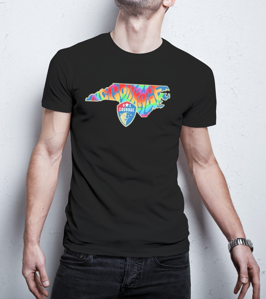 North Carolina Courage Pride State Rainbow Map T-Shirt