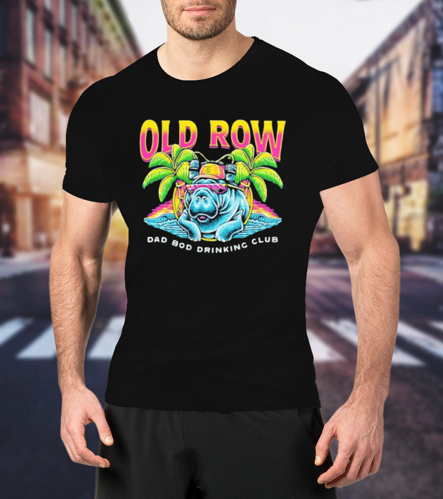 Old Row Dad Bod Drinking Club Manatee Tropical Palm Tree T-Shirt