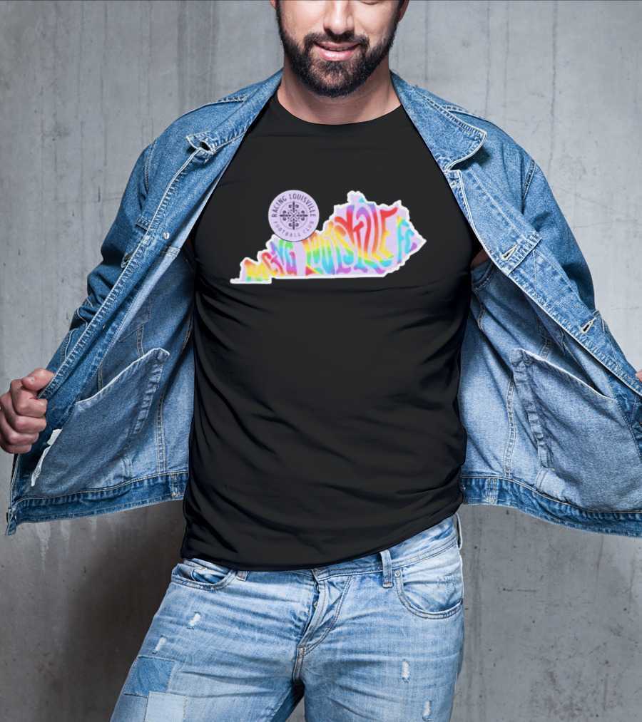 Racing Louisville FC Pride Kentucky State Map Groovy T-Shirt