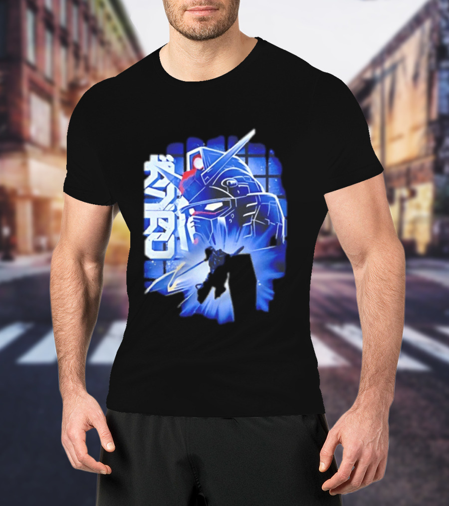 RX 78 2 Mobile Suit Gundam Fighter Neon Blue T-Shirt