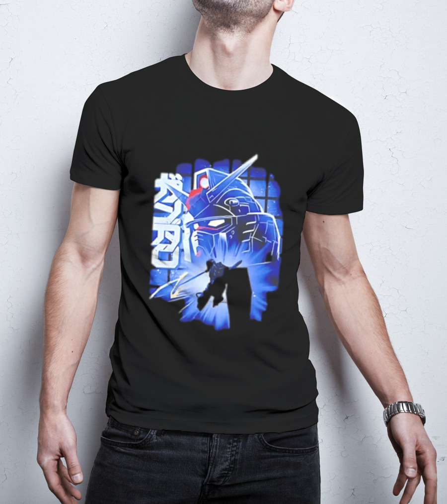 RX 78 2 Mobile Suit Gundam Fighter Neon Blue T-Shirt