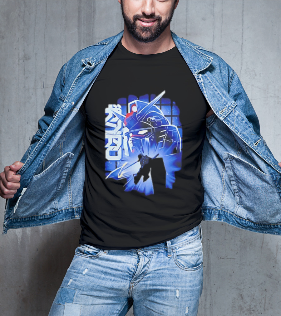 RX 78 2 Mobile Suit Gundam Fighter Neon Blue T-Shirt