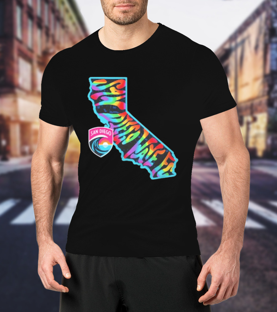 San Diego Wave FC Groovy Pride California Map T-Shirt