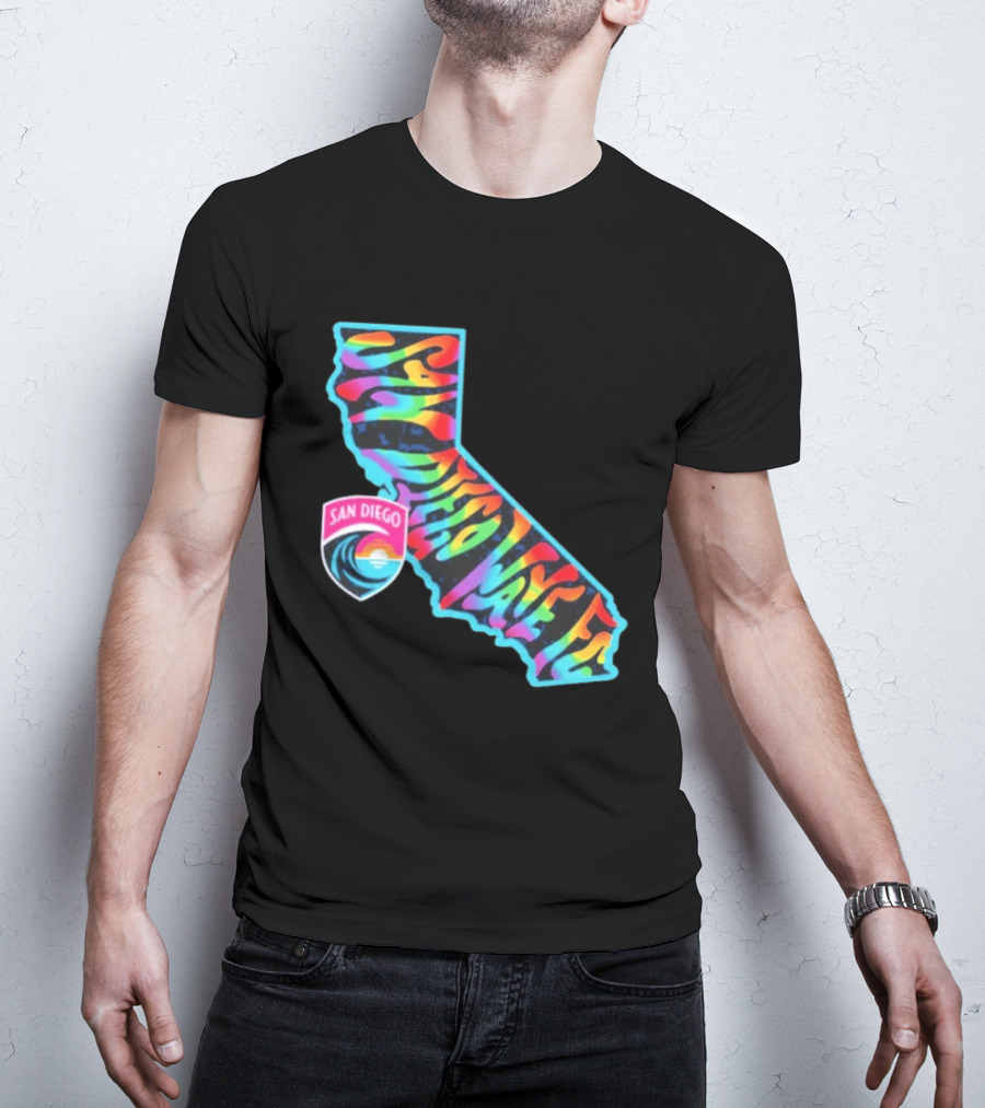 San Diego Wave FC Groovy Pride California Map T-Shirt