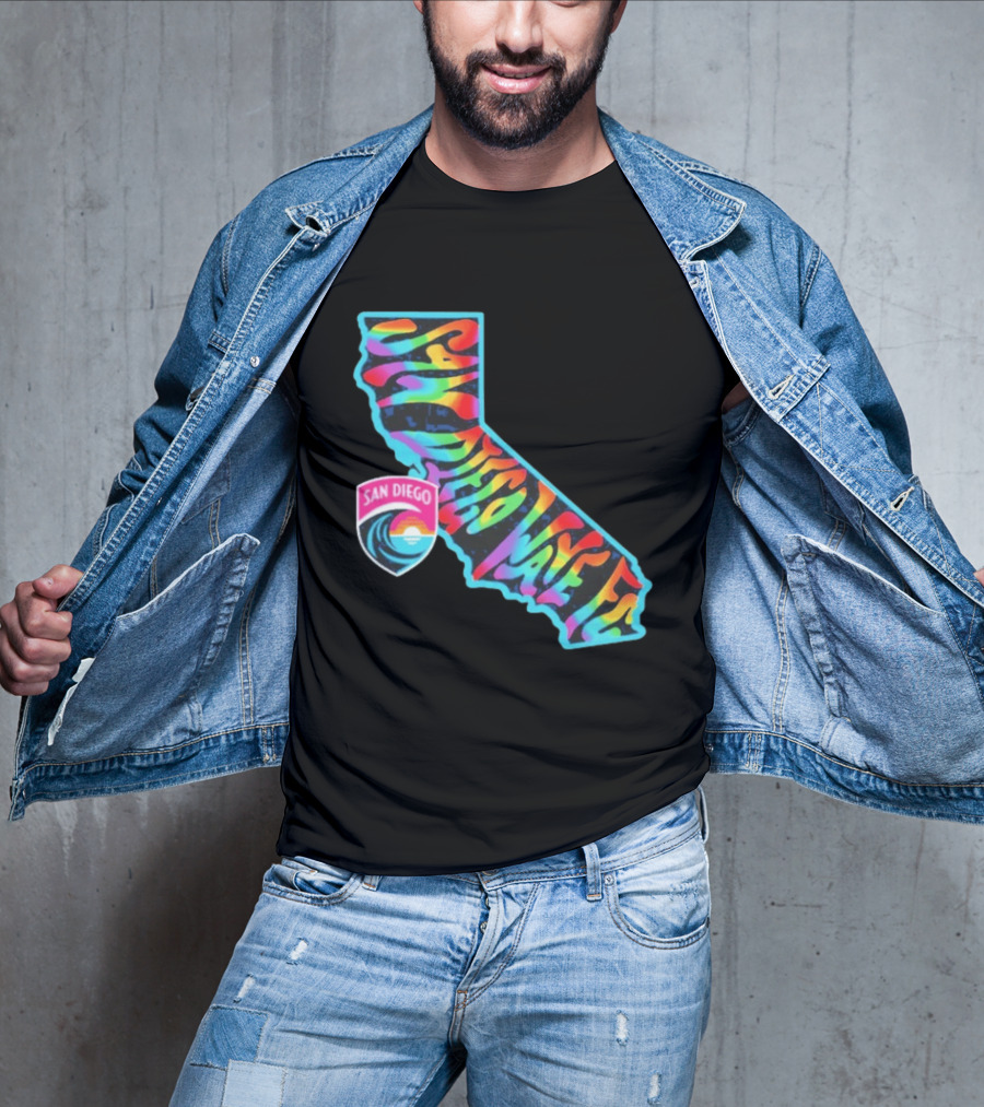 San Diego Wave FC Groovy Pride California Map T-Shirt