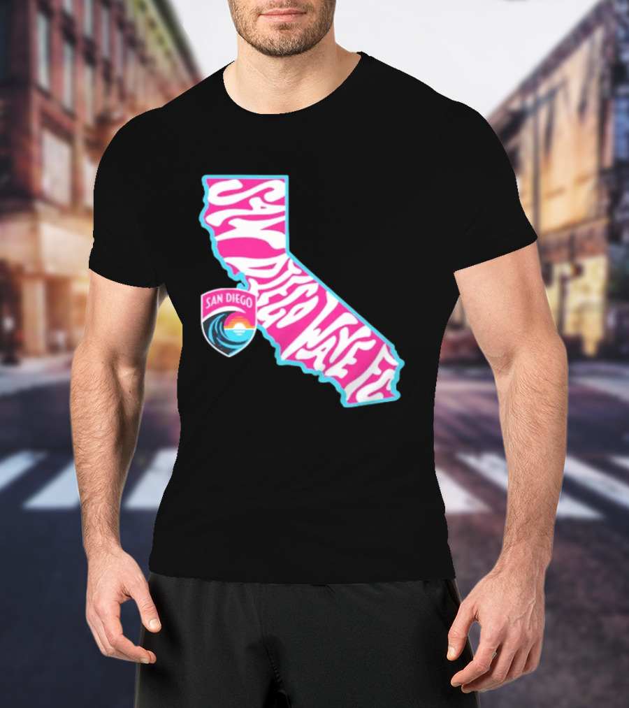 San Diego Wave FC Groovy California Pink State T-Shirt