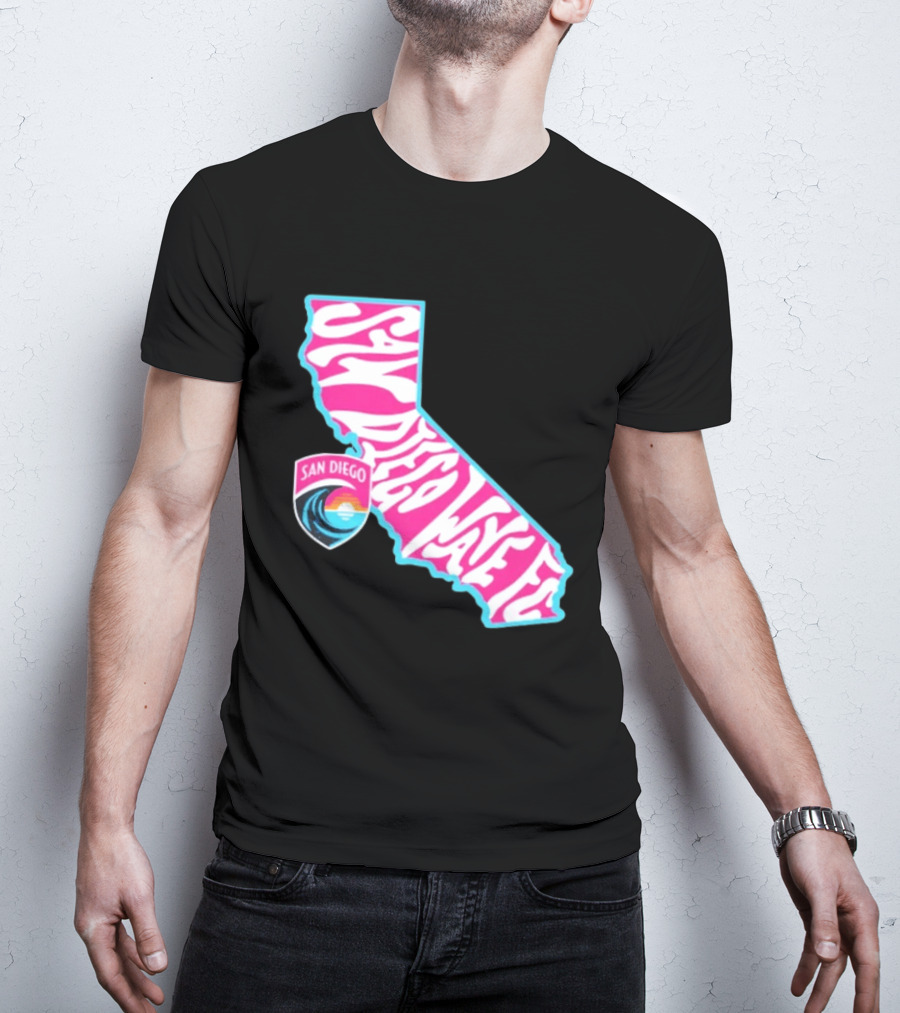 San Diego Wave FC Groovy California Pink State T-Shirt