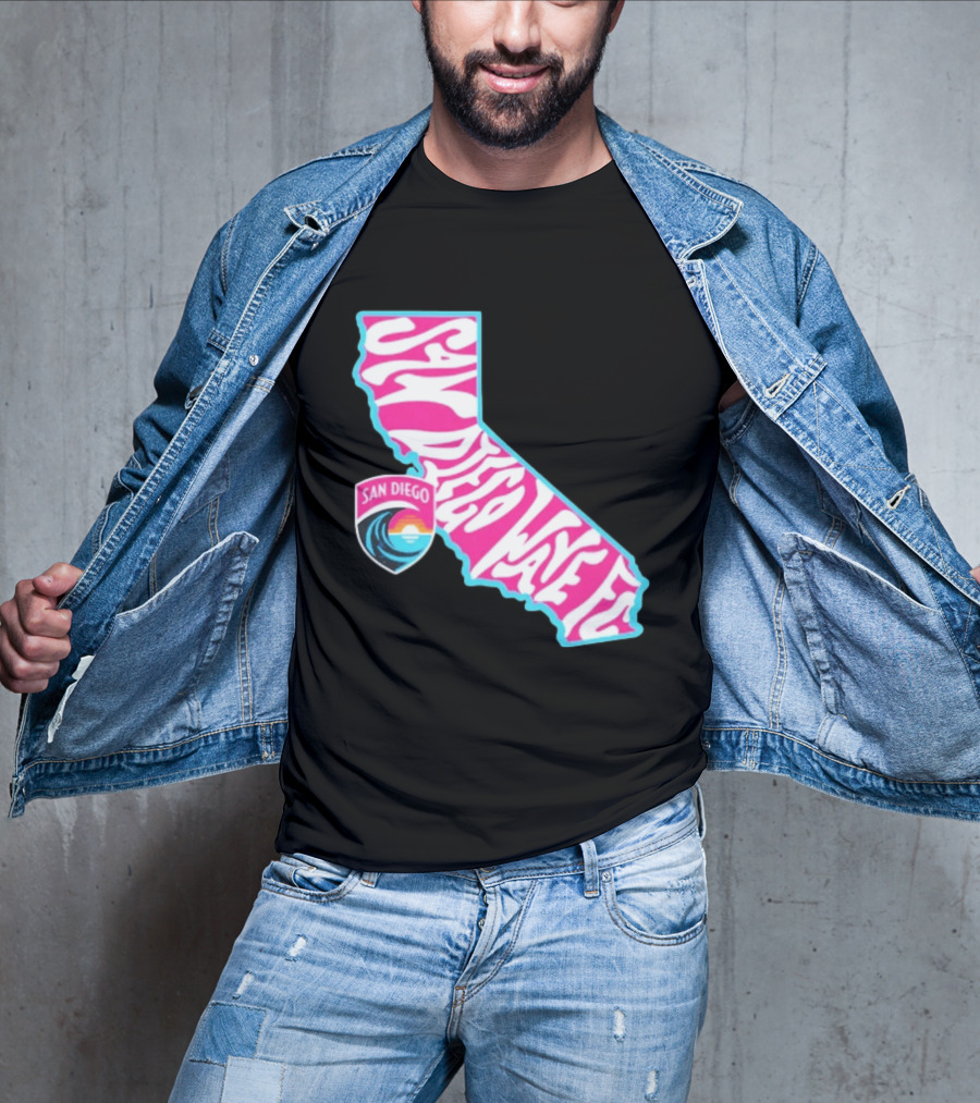 San Diego Wave FC Groovy California Pink State T-Shirt